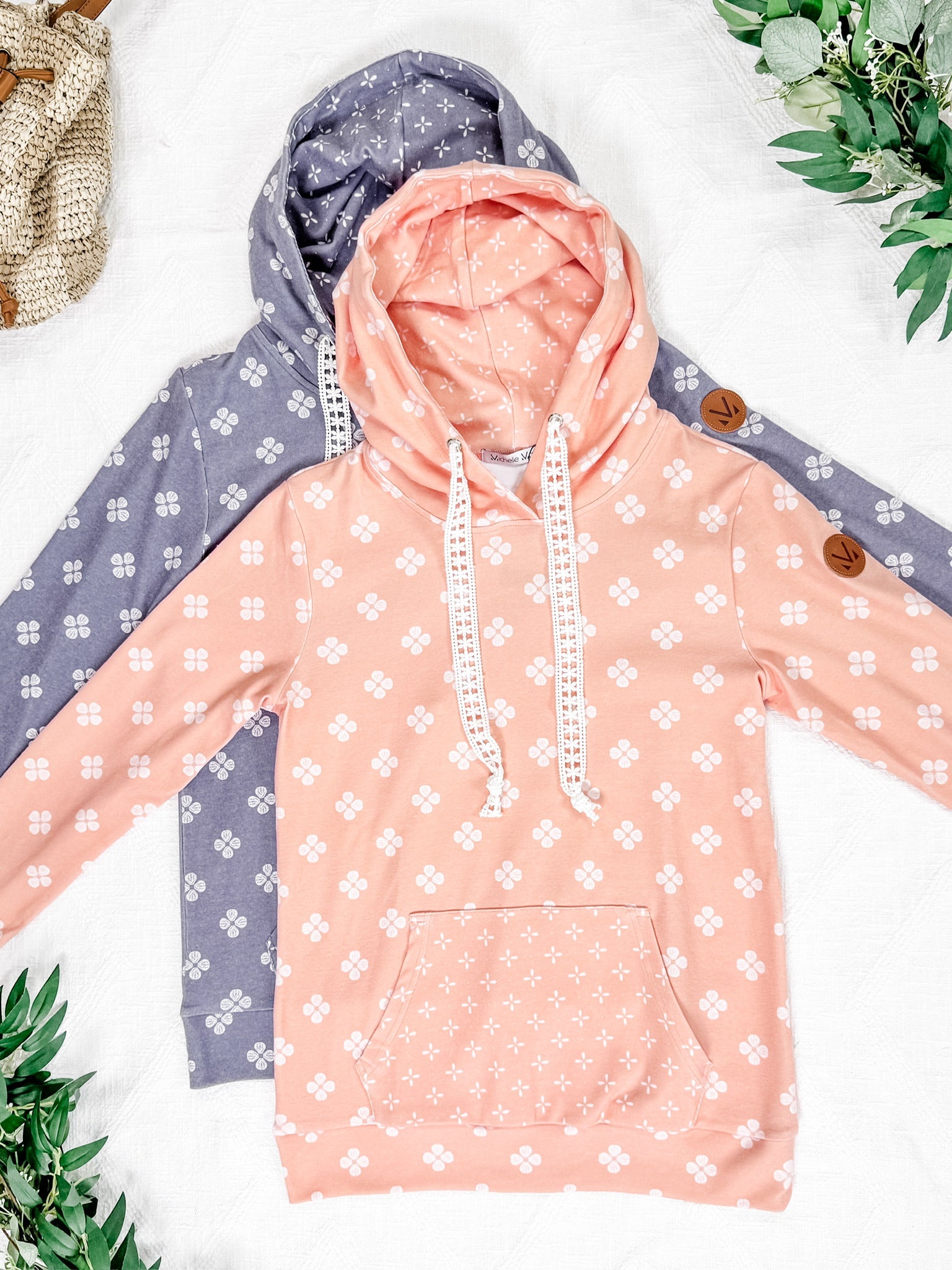 Hailey Pullover Hoodie - Slate Purple Floral
